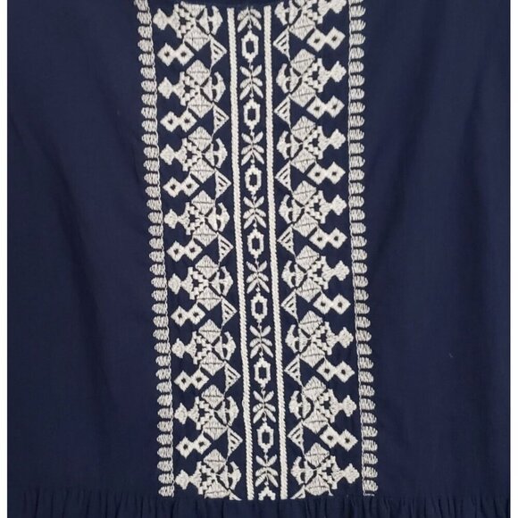 Girl's Sz 10 Vineyard Vines Navy White Cotton Embroidered Summer Dress Pockets - Picture 4 of 11